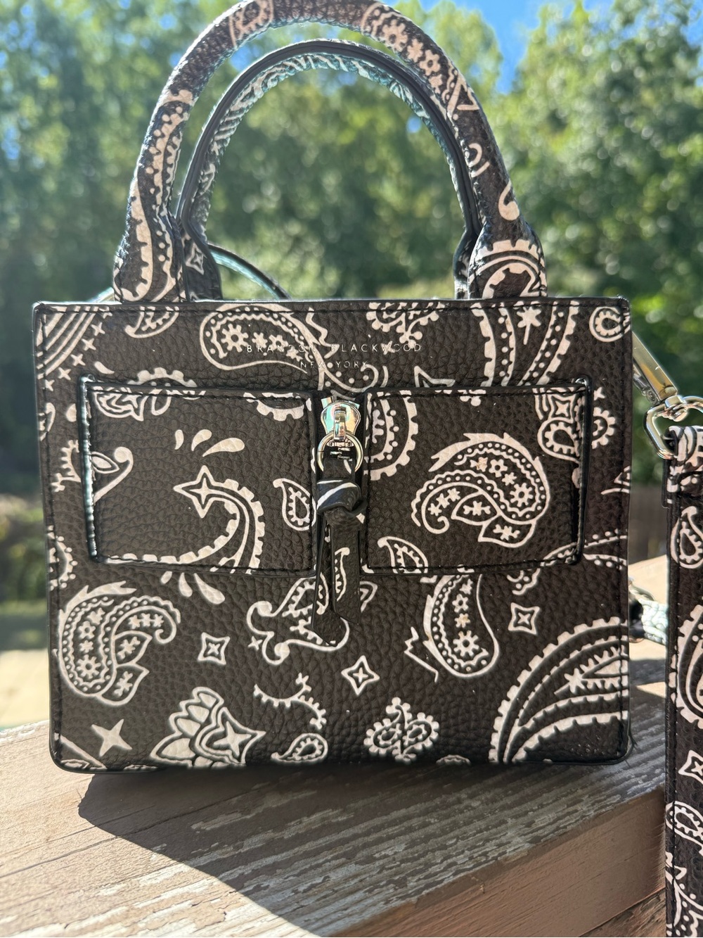 Brandon Blackwood Black Paisley Mini Satchel